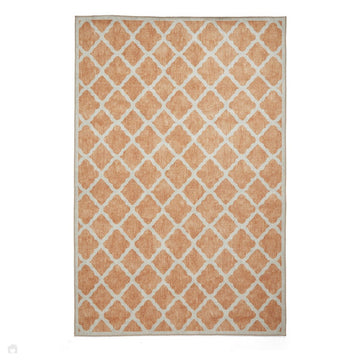 Washable Coral H1063 Modern Distressed Geometric Lattice Textured Recycled Lightweight Printed Polyester Flatweave Yellow Rug-Think Rugs-Rug Love - The Most Loved Rug Store